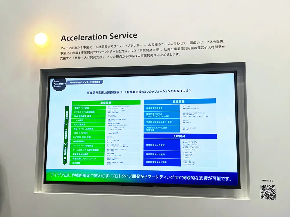 ソニーグループ株式会社、社内外のイノベーションを支援している「Sony Acceleration Platform」の活動について展示。